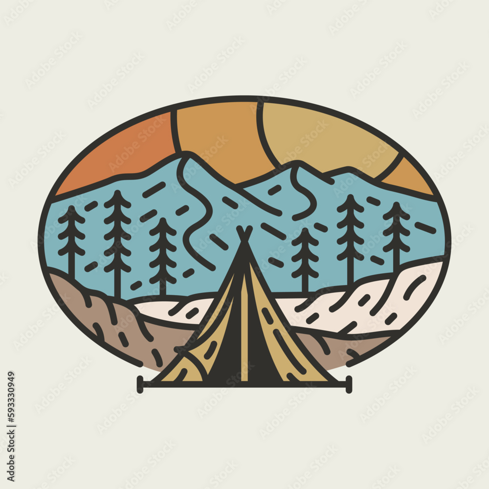 Camping and mountains graphic illustration vector art t-shirt design Camping and mountains graphic illustration vector art t-shirt design