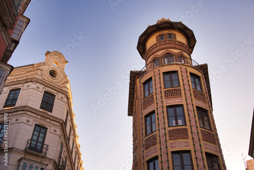 Buildings at Sagasta street, Malaga city, Andalusia, Spain photo