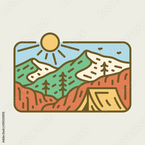 Camping and mountains graphic illustration vector art t-shirt design