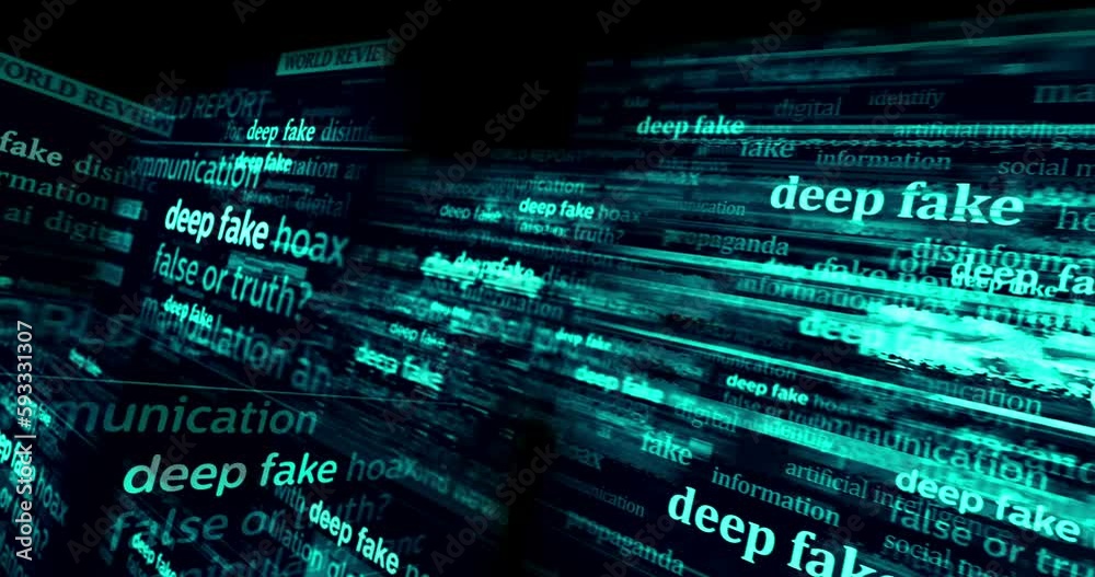 Deep fake hoax false and ai manipulation headline news across international media. Abstract concept of news titles on noise displays loop. TV glitch effect seamless and looped. Deep fake hoax false and ai manipulation headline news across international media. Abstract concept of news titles on noise displays loop. TV glitch effect seamless and looped.