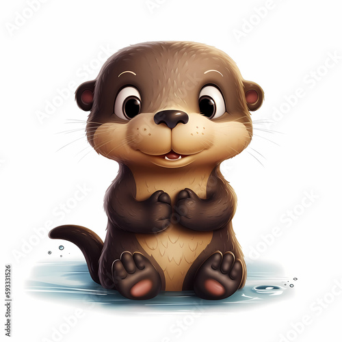 Baby Otter illustration. Generative AI