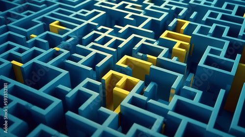 3d render of a labyrinth in blue