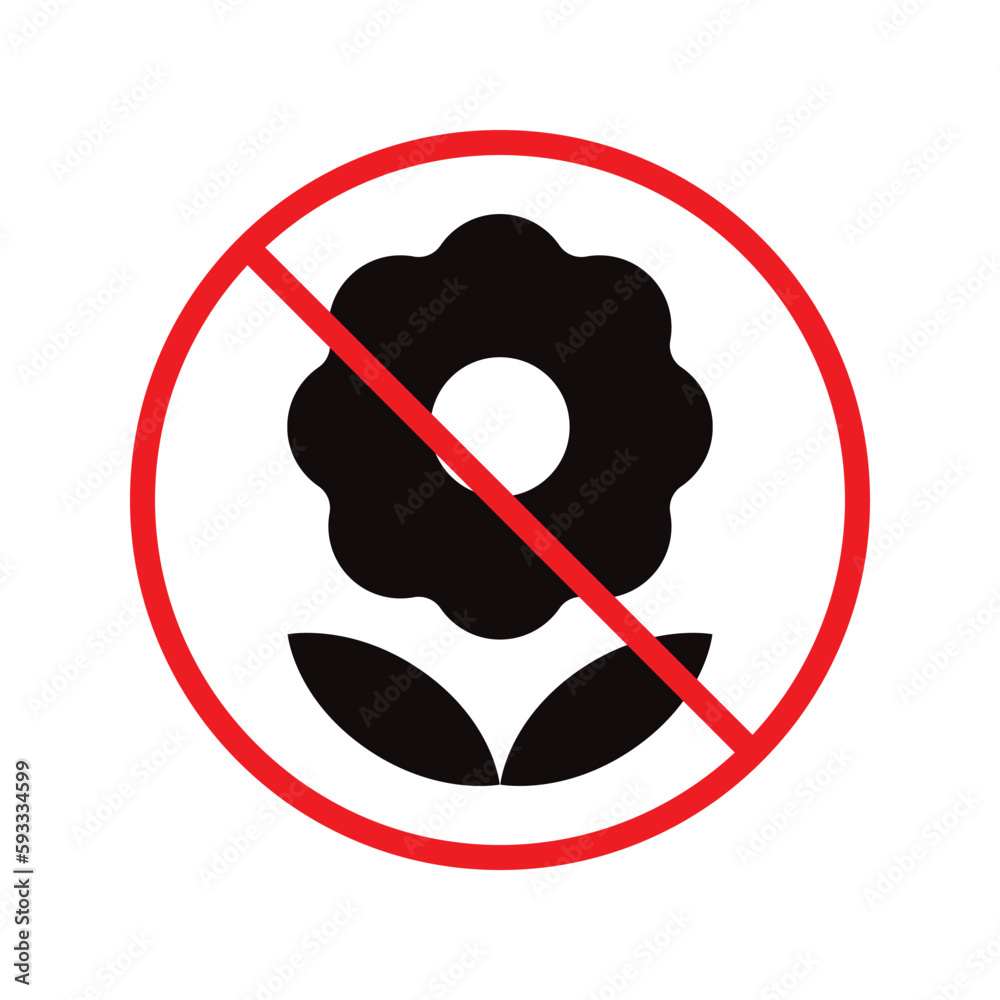 Forbidden flowers vector icon. No flowers flat sign design. Prohibited