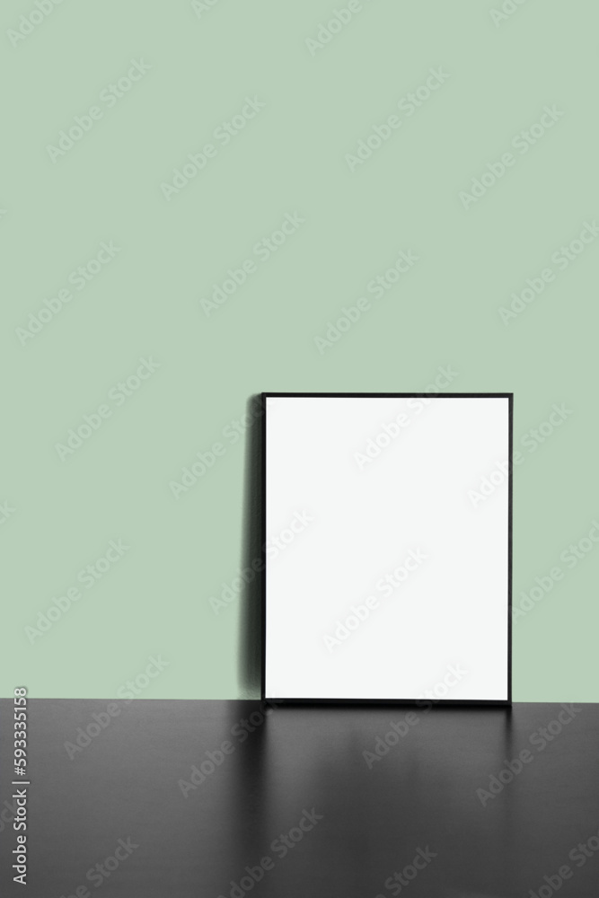 Poster Frame Mockup on Black Table Poster Frame Mockup on Black Table