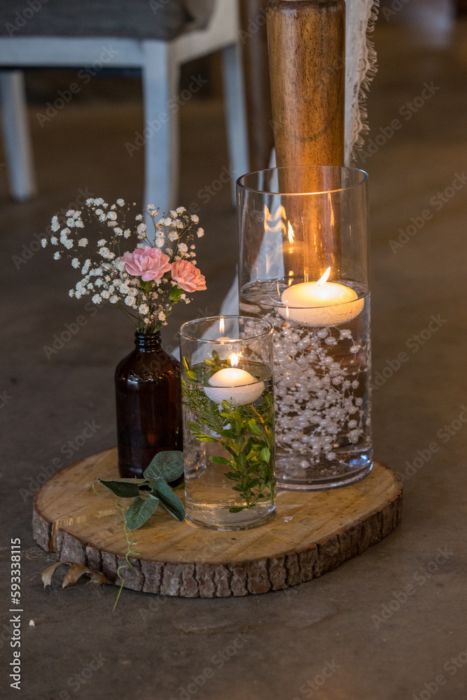 candles in a glass bowl