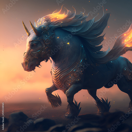 Unicorn at sunset