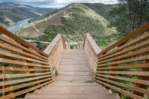 Passadiços do Côa,  estrutura em madeira com o cumprimento de 930 de extensão e 890 degraus, em Fos Côa, Portugal photo