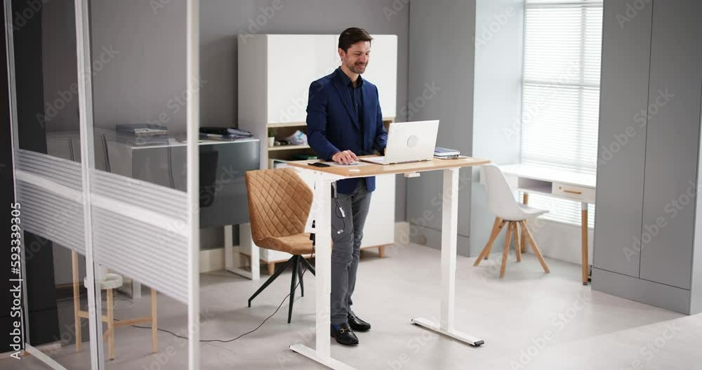 Adjustable Height Desk Stand In Office