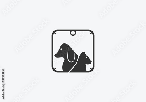 Dog and Cat Compass, the logo design is a blend of rounded with the direction of the animal logo animal Black Cat sitting Logo vector compass logo vector template illustration