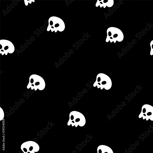 Skulls seamless pattern  vector background with crazy sculls for Hard Rock and Rock N Roll subculture prints textile  hazard and danger  horror and death theme