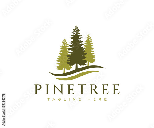 Evergreen, Pines, Spruce, Cedar trees logo design