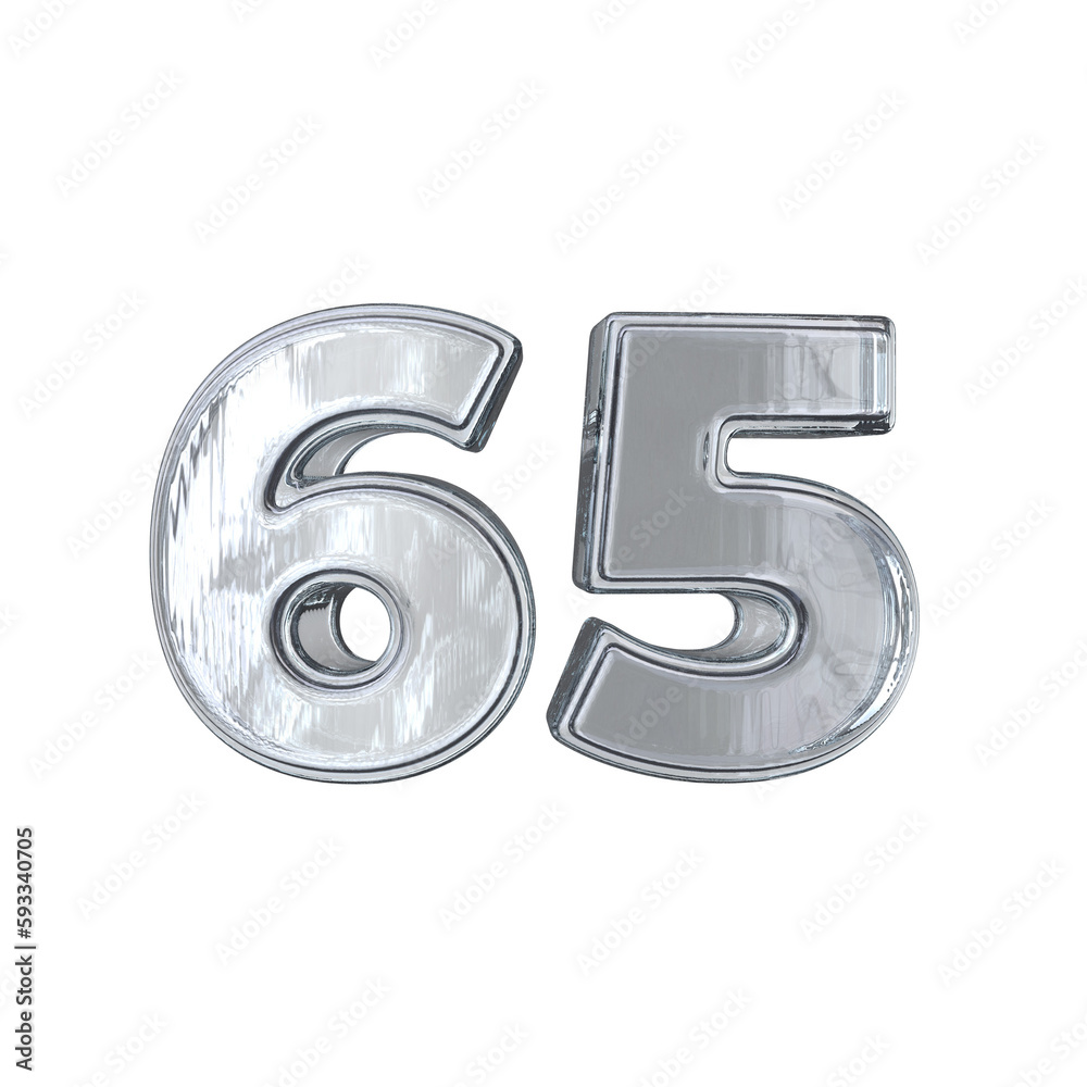 Number 65 3D rendering transparent background Number 65 3D rendering transparent background