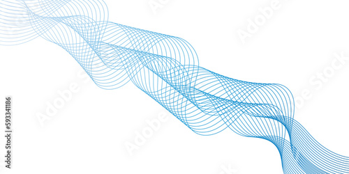 Abstract blue wave lines pattern for banner, wallpaper background. Digital frequency track equalizer. Stylized line art background. Vector illustration. Wave with lines created using blend tool.