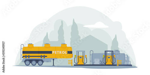 Gas Filling Station as Facility Selling Fuel for Motor Vehicle Vector Illustration