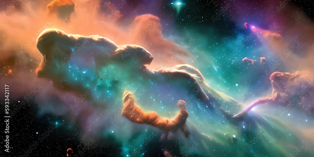 Fototapeta premium Colorful space galaxy cloud nebula. Web3, Metaverse. Stary night cosmos. Universe science astronomy. Supernova background wallpaper