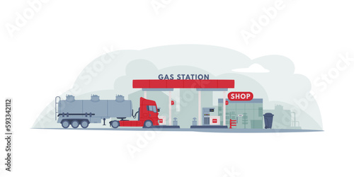 Gas Filling Station as Facility Selling Fuel for Motor Vehicle Vector Illustration