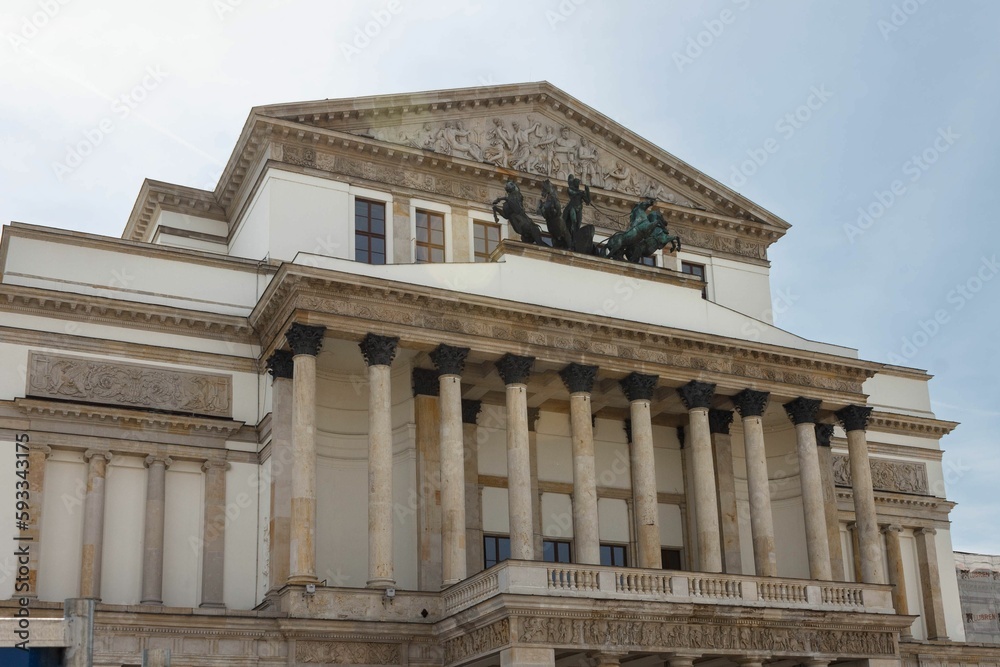 Detail of the facade of the Teatr Wielki, Polish National Opera in Warsaw, Poland