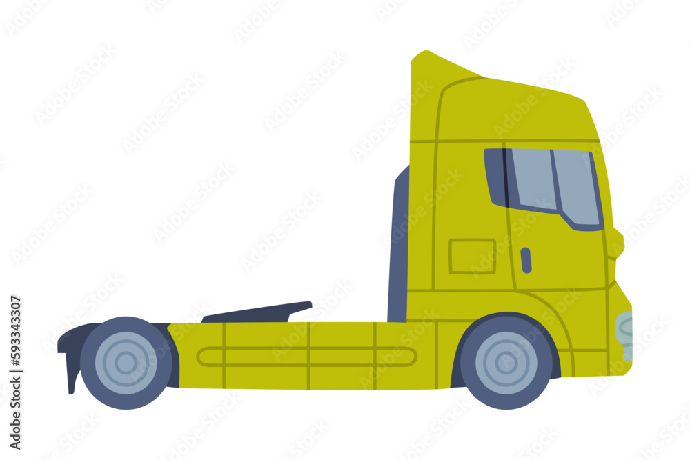 Green Truck Semi Trailer as Tractor Unit Vector Illustration Green Truck Semi Trailer as Tractor Unit Vector Illustration