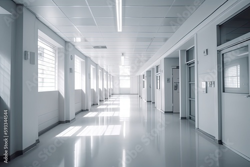 white hospital corridor, Generative AI illustration