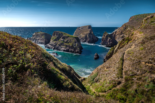 Spectacular Cliffs At Peninsula Pointe Du Van On Cap Sizun At The Finistere Atlantic Coast In Brittany  France