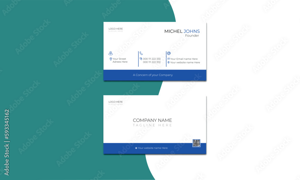 Modern and Exclusive business card Template design with Blue color Modern and Exclusive business card Template design with Blue color