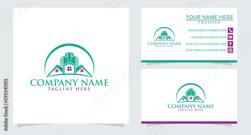 Home with Real Estate Logo Template Illustration Design
