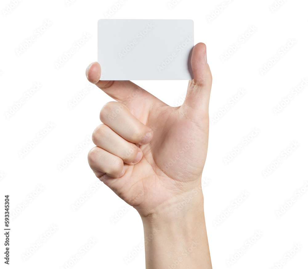 Male hand holding a blank card or a ticket/flyer, cut out Male hand holding a blank card or a ticket/flyer, cut out