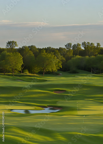 Serenity on the Green: A Day on the Golf Course. Seamless on Left and Right Edges