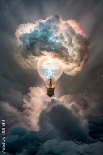 Creativity idea light bulb. Designed using generative ai
