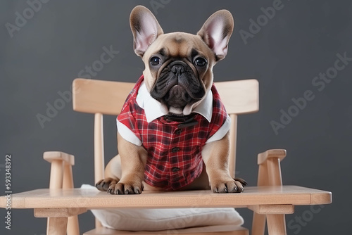 Portrait of french buldog dog dressed up for big day