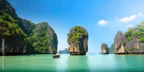 Beautiful nature landscape  Coastal Scenery of a Popular Tourism Destination for Summer Vacation in Southeast Asia - generative ai