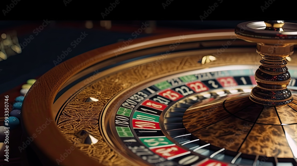 Collage of casino images with a close-up vibrant image of multicolored casino roulette table with poker chips Collage of casino images with a close-up vibrant image of multicolored casino roulette table with poker chips