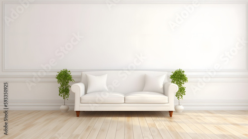 White clean sofa interior. Created using generative AI, Tuned.
