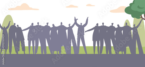 Cheerful Crowd Fills The Streets Waving Their Hands In Excitement And Anticipation, Spreading Joy And Positivity