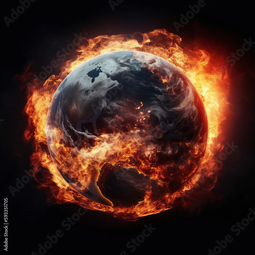 A fireball with the word earth on it, earth day, global warming