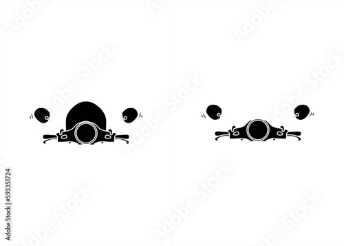 monochrome minimalist silhouette illustration of motorcycle handlebars in two types