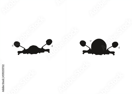 monochrome sign silhouette illustration of motorcycle handlebars in two types
