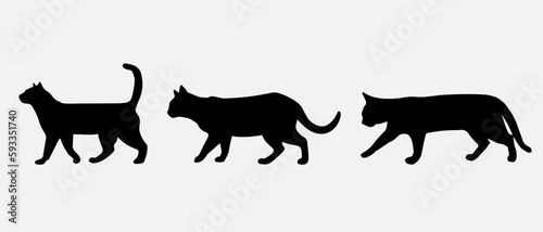 isolated black silhouette of a cat  vector collection