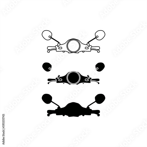 set of illustrations of classic motorcycle handlebars in front view