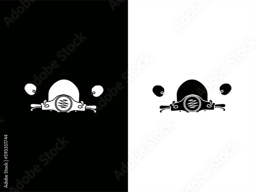 silhouette illustration of motorcycle handlebars with wind shield in high contrast card