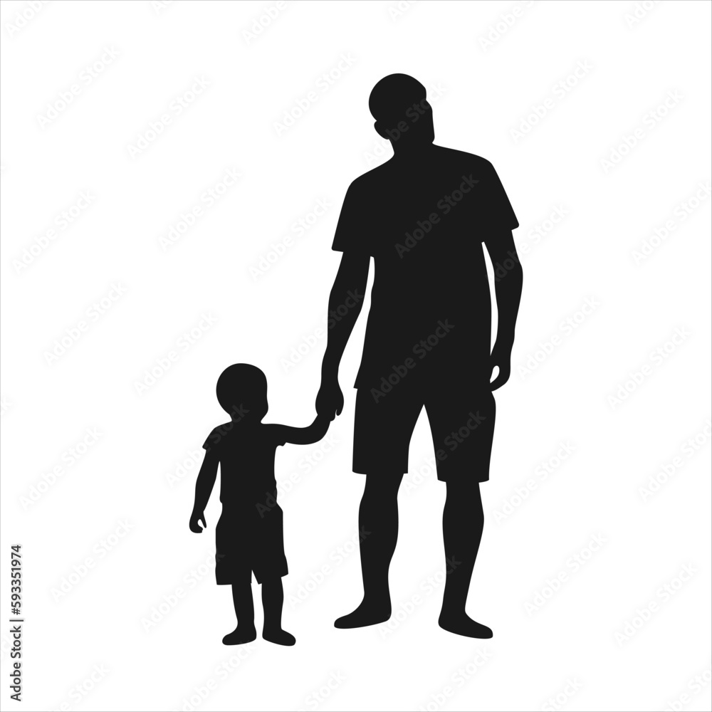Happy Father's Day concept. Silhouette father and son
