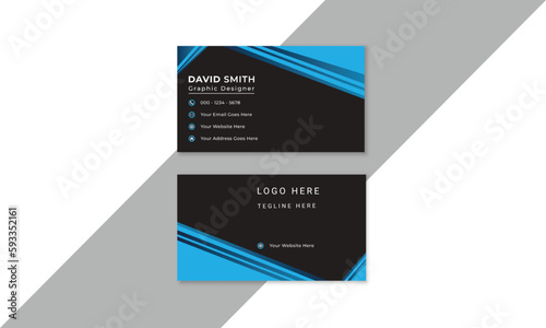 Double-sided creative and modern business card template. Portrait and landscape orientation. Personal visiting card with company logo.