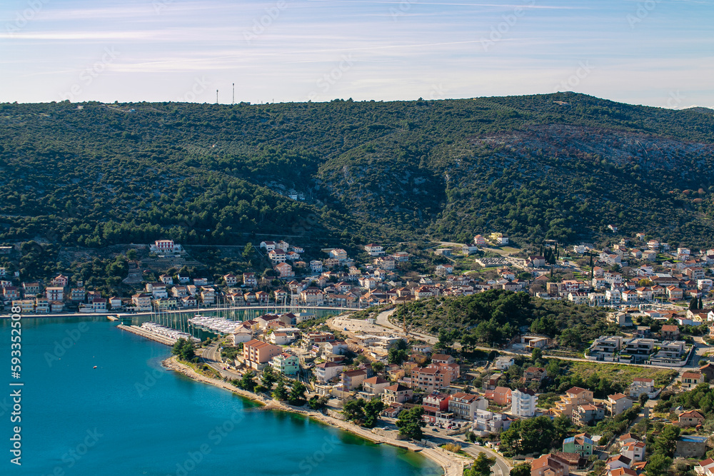 Croatian seaside town with beautiful coastline
