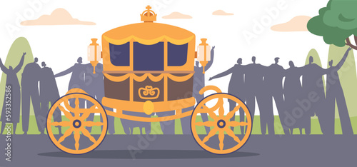 Procession Of Monarch Carriage Elegantly Moves Through The Busy Street, Drawing The Attention Of Onlookers