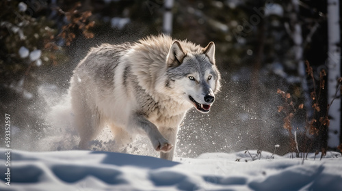 gray wolf in the snow before the fight begin  © Abdo