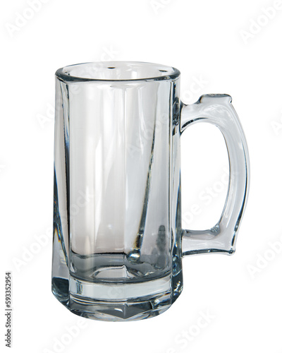 Obraz na płótnie Empty beer glass isolated on white background. Single beer mug or Toby jug. Closeup. w salonie