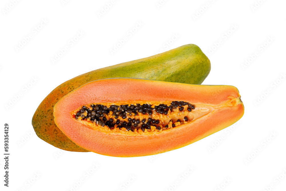 papaya inside and out on a blank background. PNG Stock Photo Adobe Stock