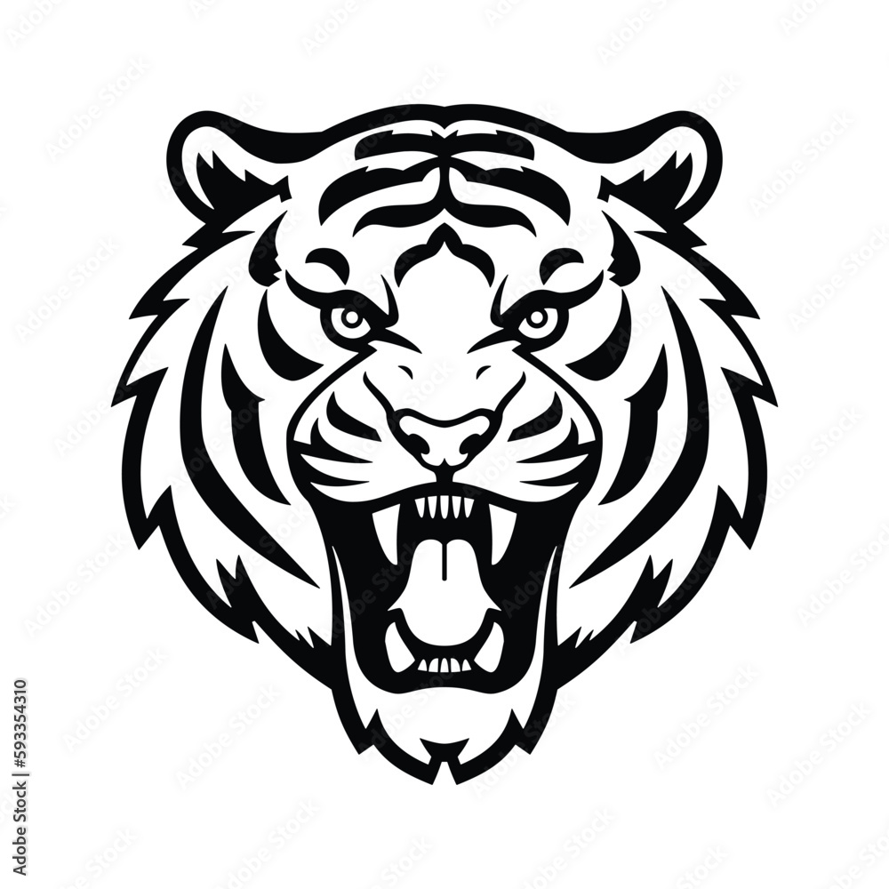 Fototapeta premium tiger head black and white style logo vector