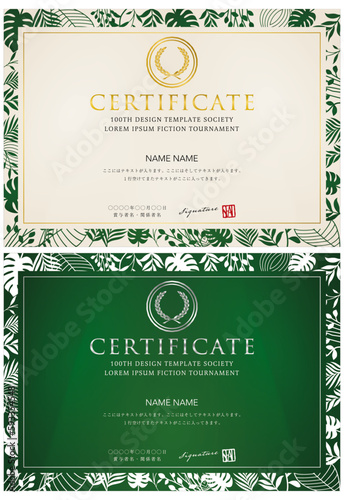 賞状８０（横）certificate　award　表彰状　celebration