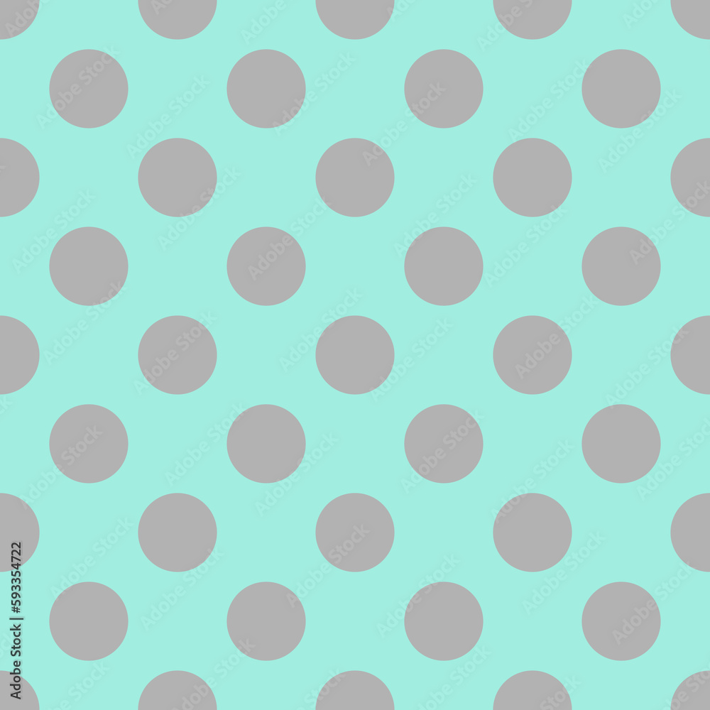 Seamless vector pattern with grey polka dots on a sea mint blue green background. For desktop wallpaper, web design, cards, invitations, wedding or baby shower albums, backgrounds, arts and scrapbook